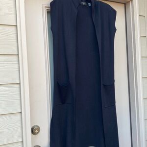 Tahari Black Knit Long Sweater Vest